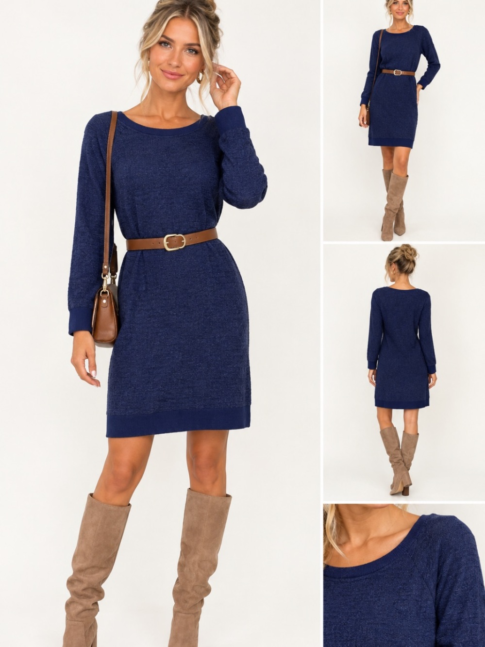 Monrow Blue Sweatshirt Dress Raglan Long Sleeve Short Above Knee XS  Scoop Neck